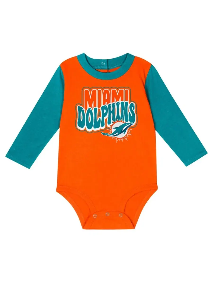 Комплект из боди с длинным рукавом и штанов с принтом Miami Dolphins Outerstuff — изображение 5 из 5, голубой