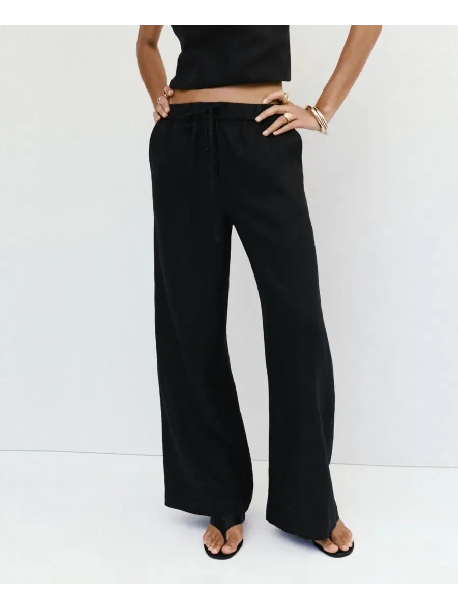 Женские брюки-кюлоты свободного кроя, модель Wide-Leg Linen MANGO