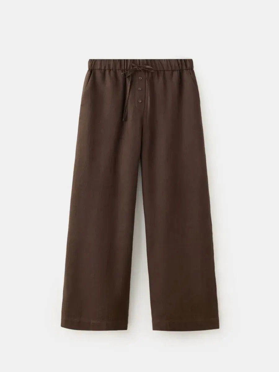 Женские брюки-кюлоты свободного кроя, модель Wide-Leg Linen MANGO — изображение 7 из 19, черный