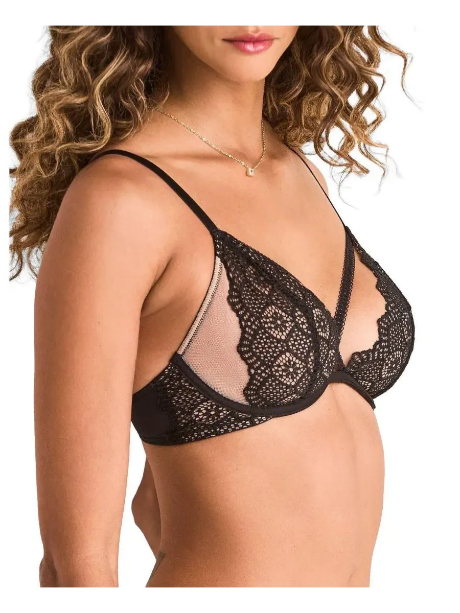 Бюстгальтер с кружевом Unlined Plunge Adore Me — изображение 2 из 4, черный