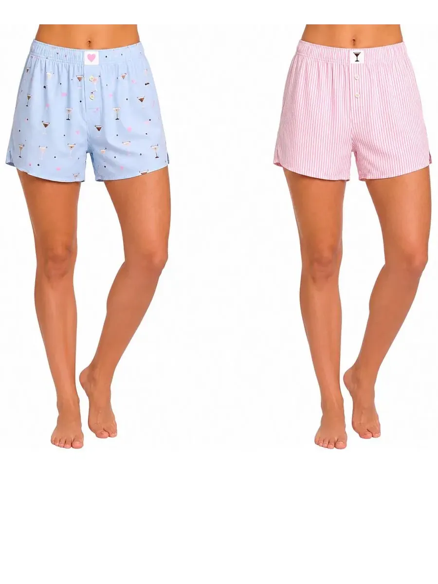 Комплект пижамных шорт из вискозы, 2 шт. Jaclyn Intimates, Espresso M — изображение 7 из 9, бежевый