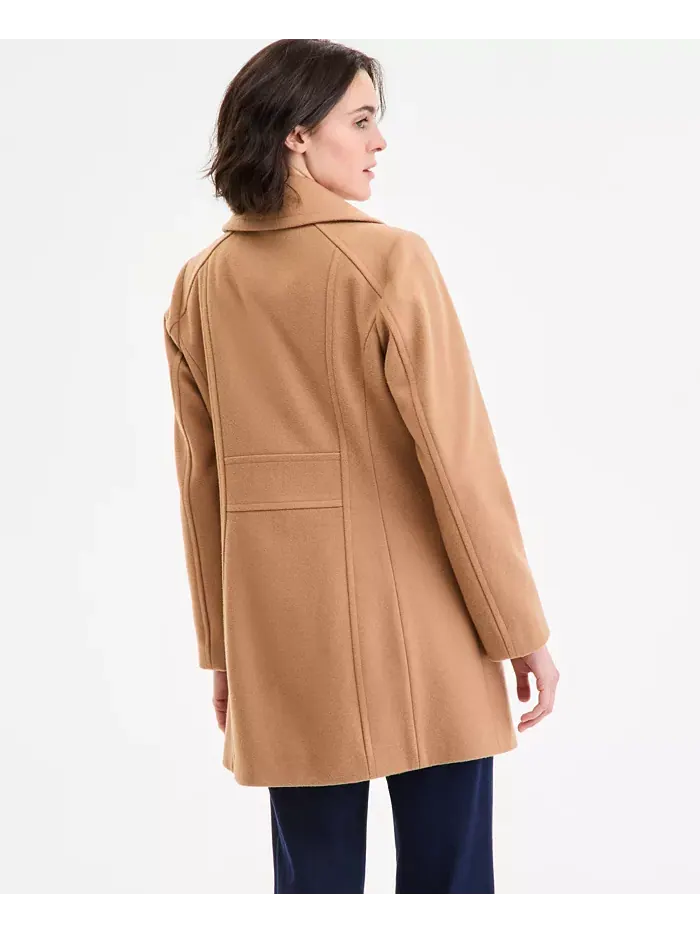 Женский однобортный бушлат с заостренным воротником Anne Klein — изображение 2 из 2, верблюжий
