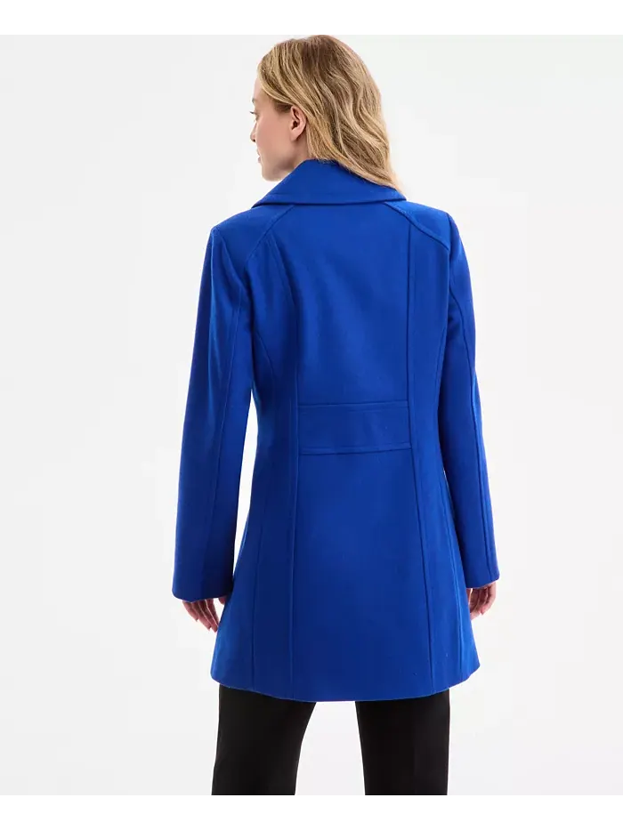 Женский однобортный бушлат с заостренным воротником Anne Klein — изображение 2 из 2, синий