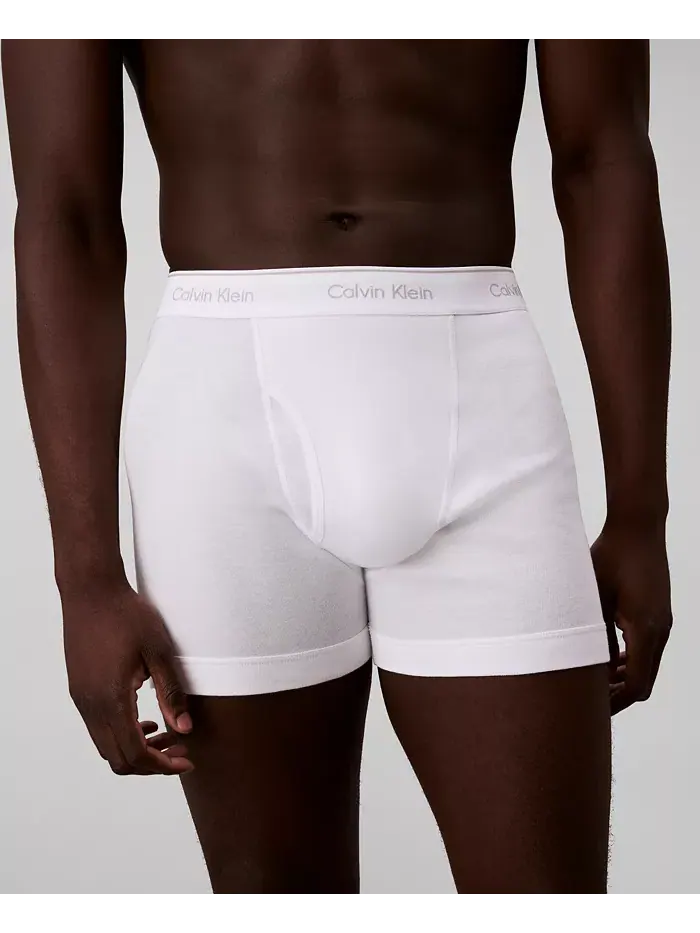 Мужские классические хлопковые боксеры-бриджи 5+1 бонусный набор Calvin Klein — изображение 4 из 6, белый