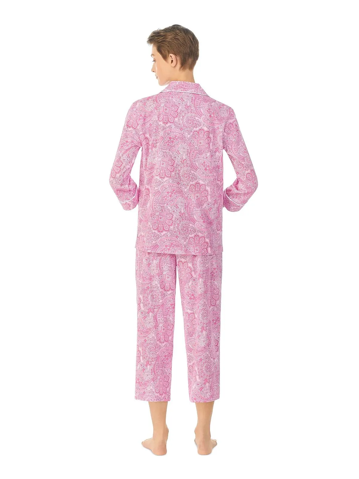 Женский хлопковый пижамный комплект с рукавами 3/4 и воротником-капри Lauren Ralph Lauren — изображение 2 из 3