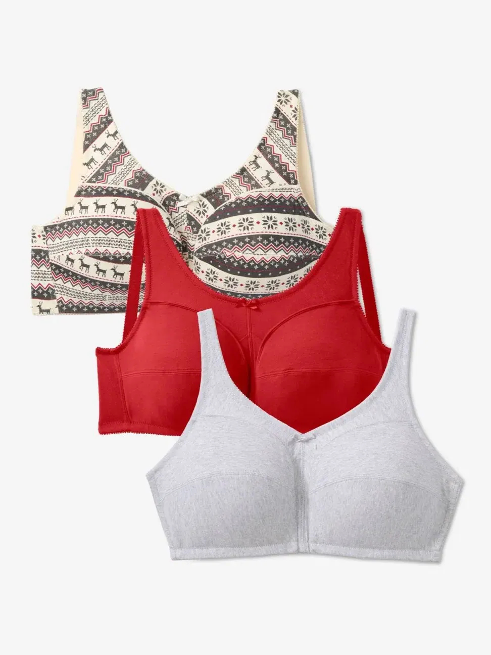 Женский комплект из 3 хлопковых бюстгальтеров без косточек Comfort Choice — изображение 2 из 3, классический красный