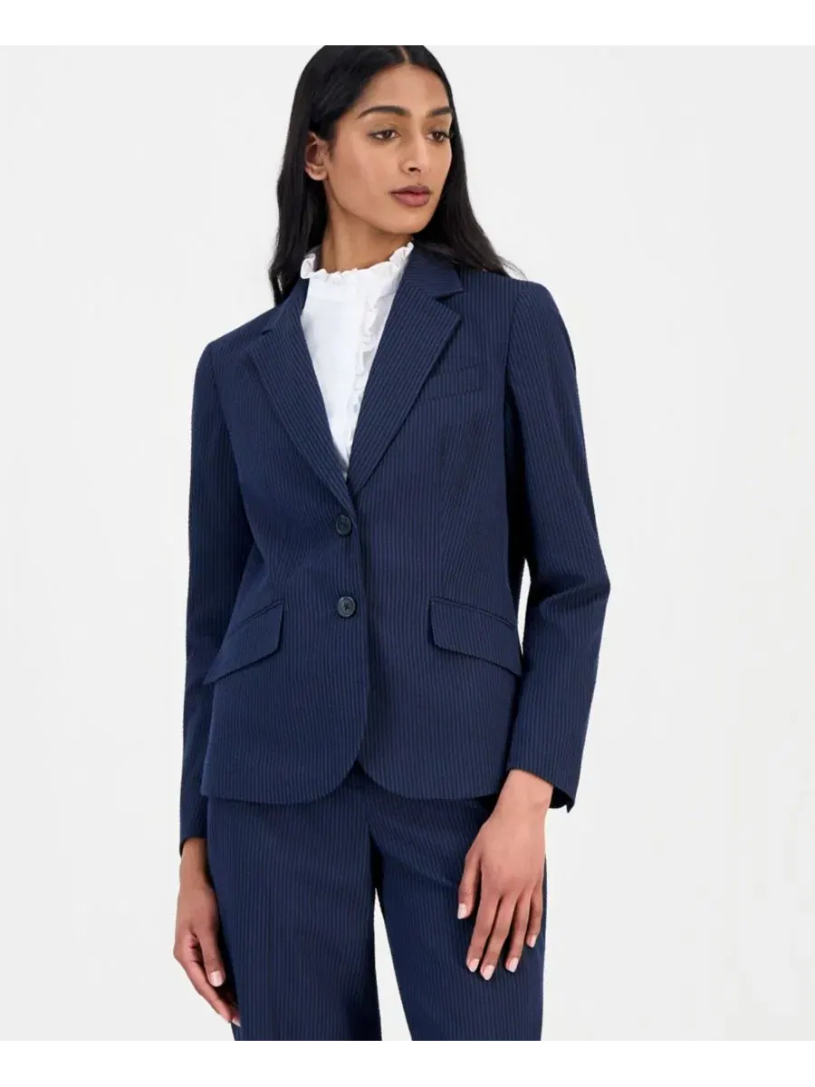 Женский полосатый блейзер из жатой ткани Anne Klein