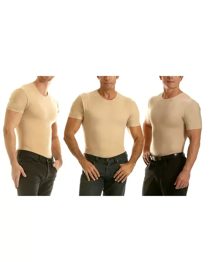 Insta Slim Мужские компрессионные футболки с коротким рукавом и круглым вырезом, 3 шт Instaslim — бежевый