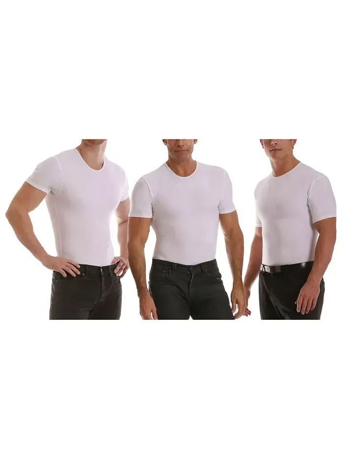 Insta Slim Мужские компрессионные футболки с коротким рукавом и круглым вырезом, 3 шт Instaslim — изображение 1 из 1, белый