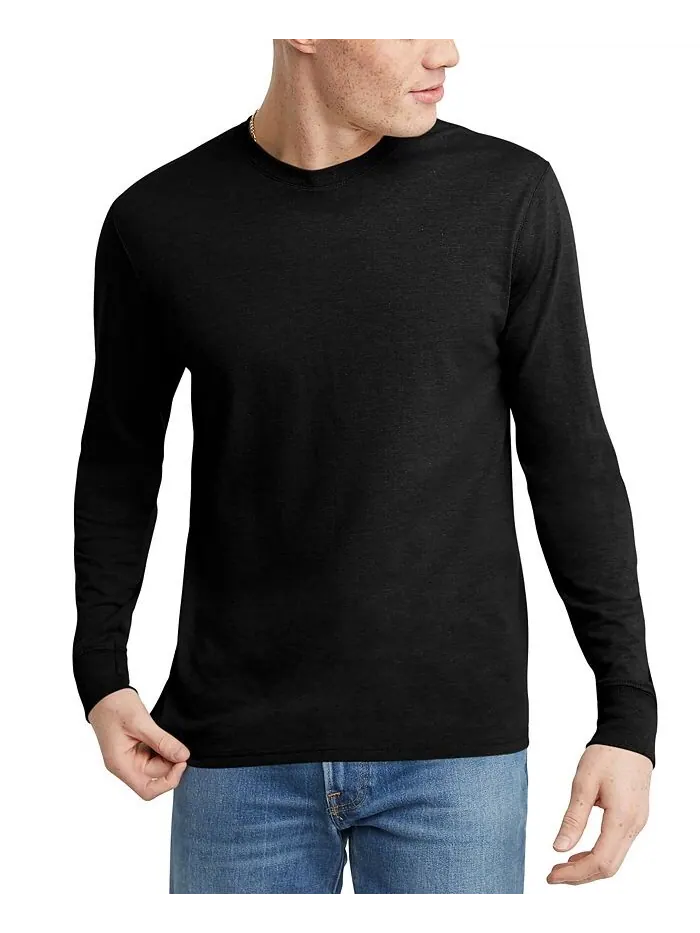 Мужская футболка Originals Tri-Blend с длинным рукавом Hanes — изображение 1 из 3, черный