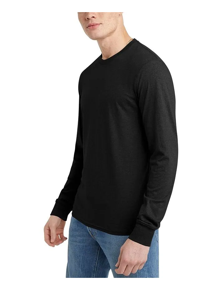 Мужская футболка Originals Tri-Blend с длинным рукавом Hanes — изображение 3 из 3, черный