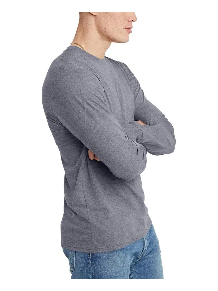 Мужская футболка Originals Tri-Blend с длинным рукавом Hanes — изображение 2 из 3, темно-синий