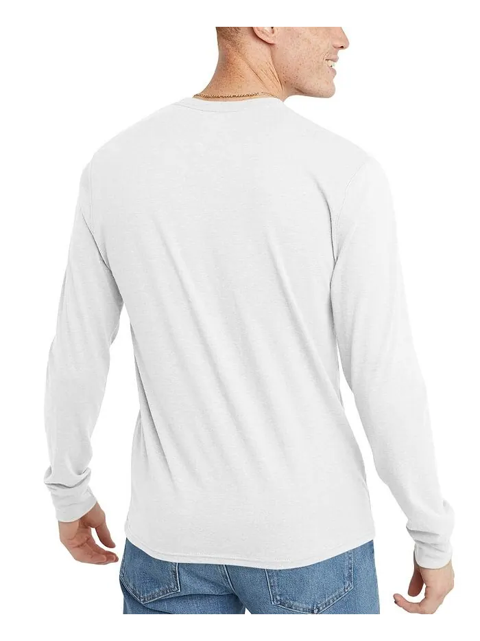 Мужская футболка Originals Tri-Blend с длинным рукавом Hanes — изображение 2 из 3, белый