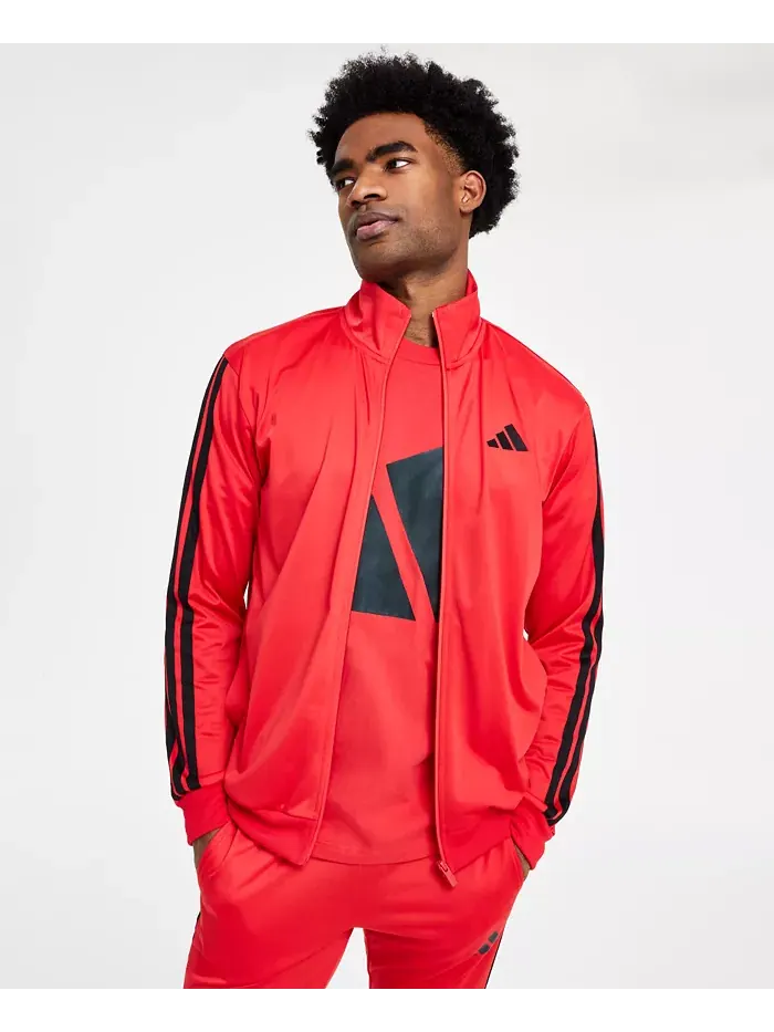 Мужской трикотажный топ с тремя полосками, стандартный размер adidas — изображение 1 из 7, черный