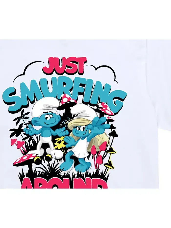 Футболка с графическим принтом «Big Boys Just Smurfing Around» Smurfs — изображение 3 из 3, белый