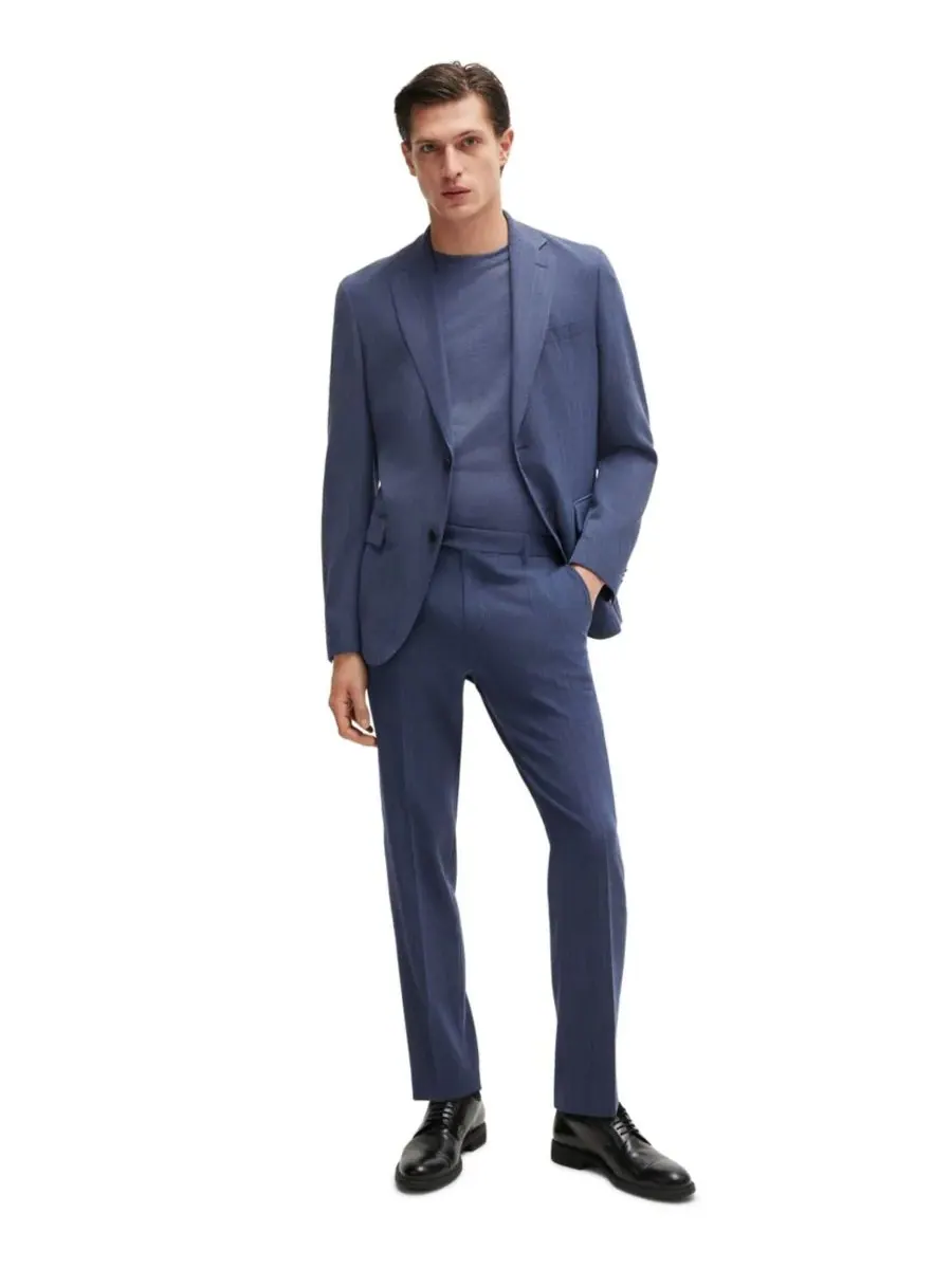 Мужская футболка приталенного кроя из высококачественной ткани Hugo Boss — изображение 4 из 5, темно-синий