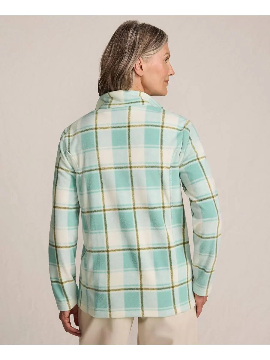 Женская флисовая куртка на молнии для любой погоды Lands' End, Mint sky buff check — изображение 2 из 4, бежевый