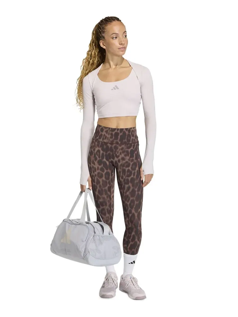 Женские леггинсы Optimé Leopard 7/8 adidas — изображение 3 из 6, бежевый