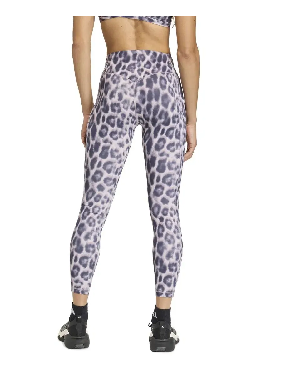 Женские леггинсы Optimé Leopard 7/8 adidas — изображение 2 из 5, темно-синий/фиолетовый