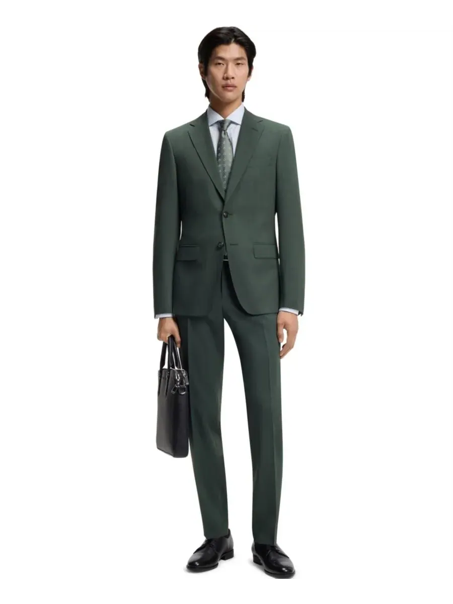 Мужской приталенный пиджак из эластичной ткани, пригодный для стирки Hugo Boss — изображение 2 из 4, зеленый