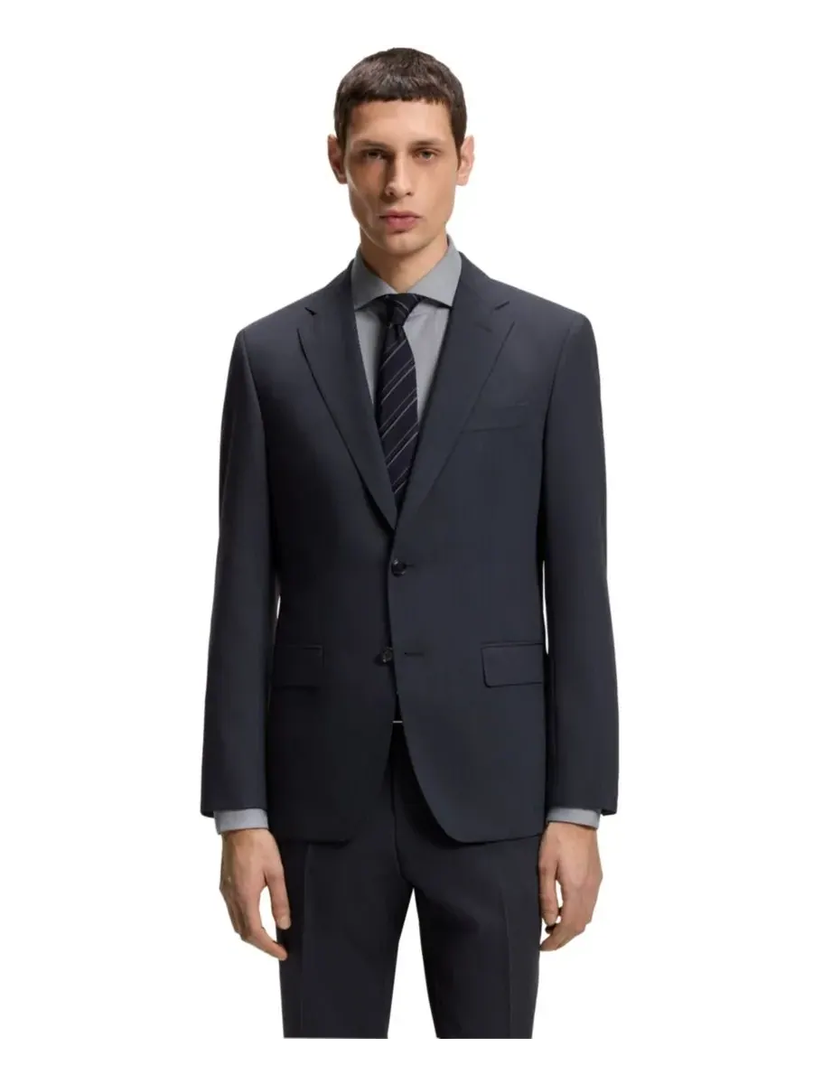 Мужской приталенный пиджак из эластичной ткани, пригодный для стирки Hugo Boss — изображение 1 из 4, синий