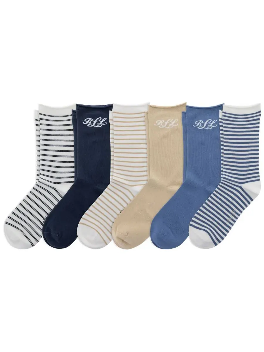 Комплект носков с надписью Script Roll-Top, 6 пар Lauren Ralph Lauren