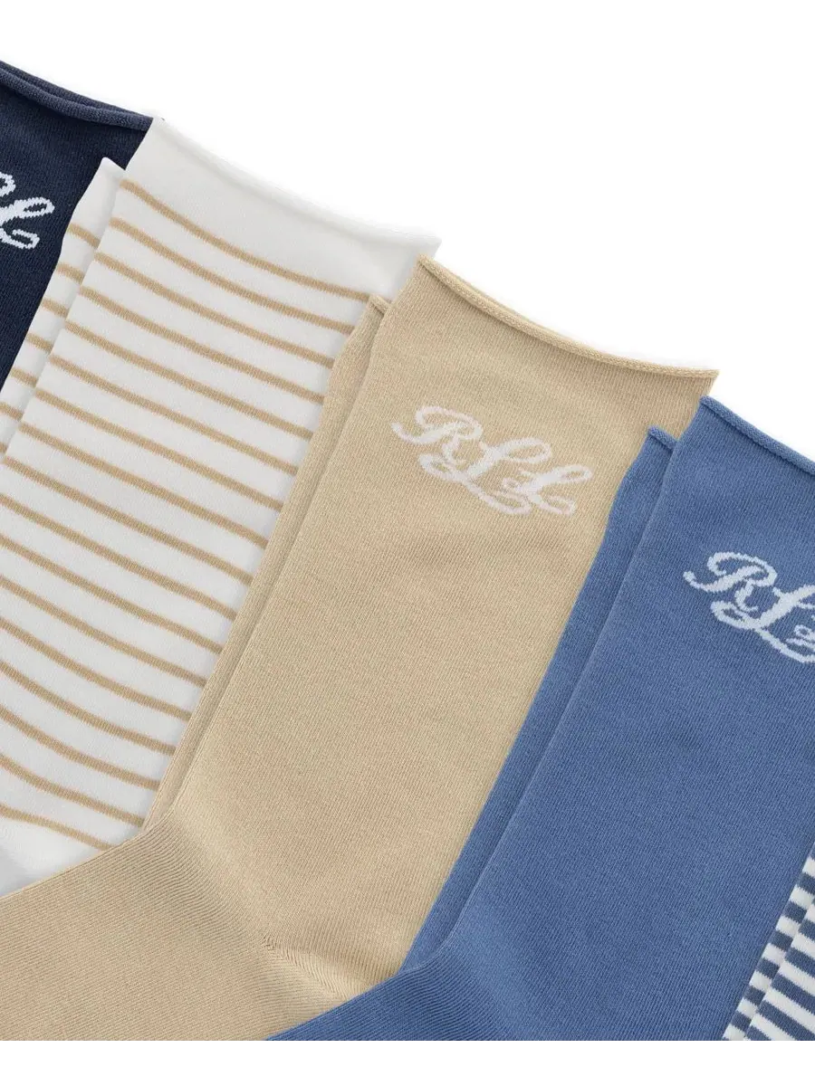 Комплект носков с надписью Script Roll-Top, 6 пар Lauren Ralph Lauren — изображение 3 из 3, синий