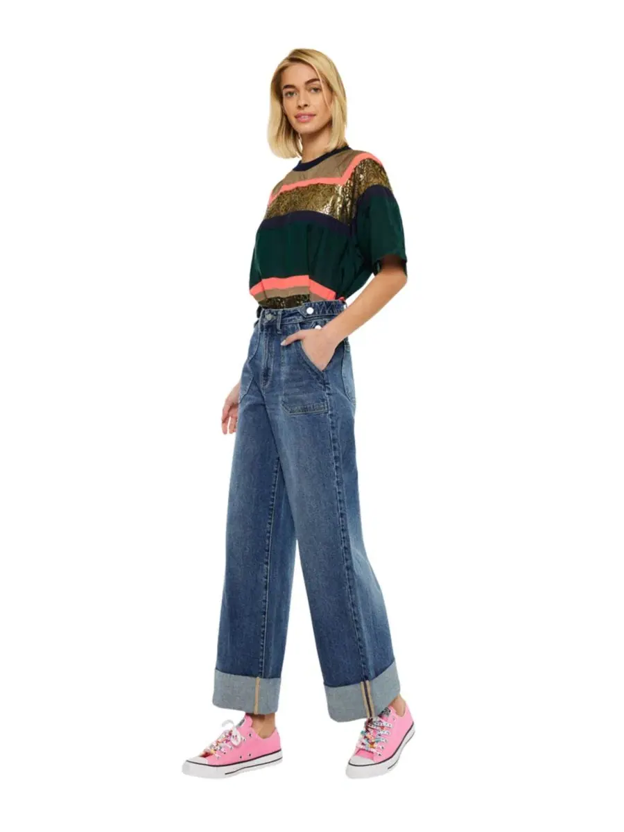 Джинсы с высокой посадкой Haylee Wide Leg KanCan — изображение 7 из 10, черный