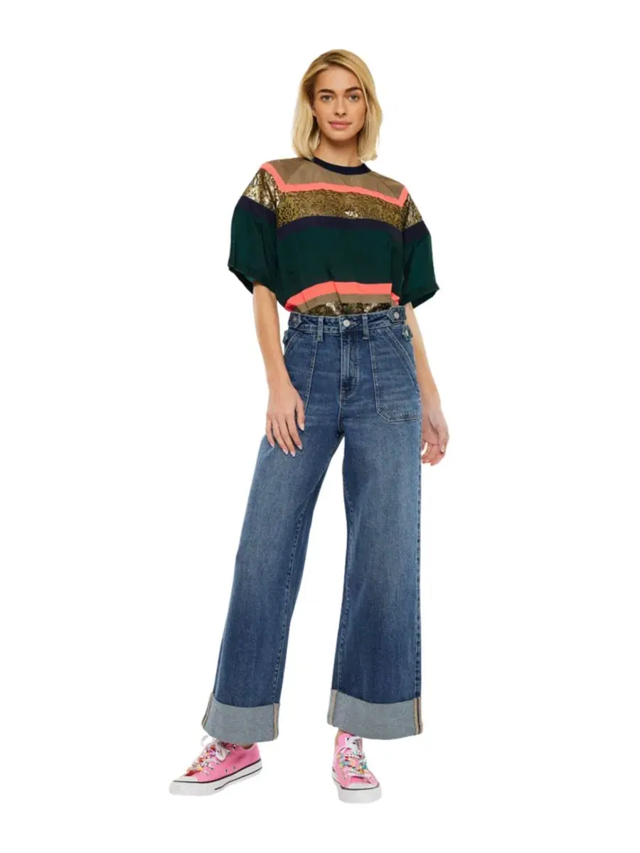 Джинсы с высокой посадкой Haylee Wide Leg KanCan — изображение 10 из 10, черный