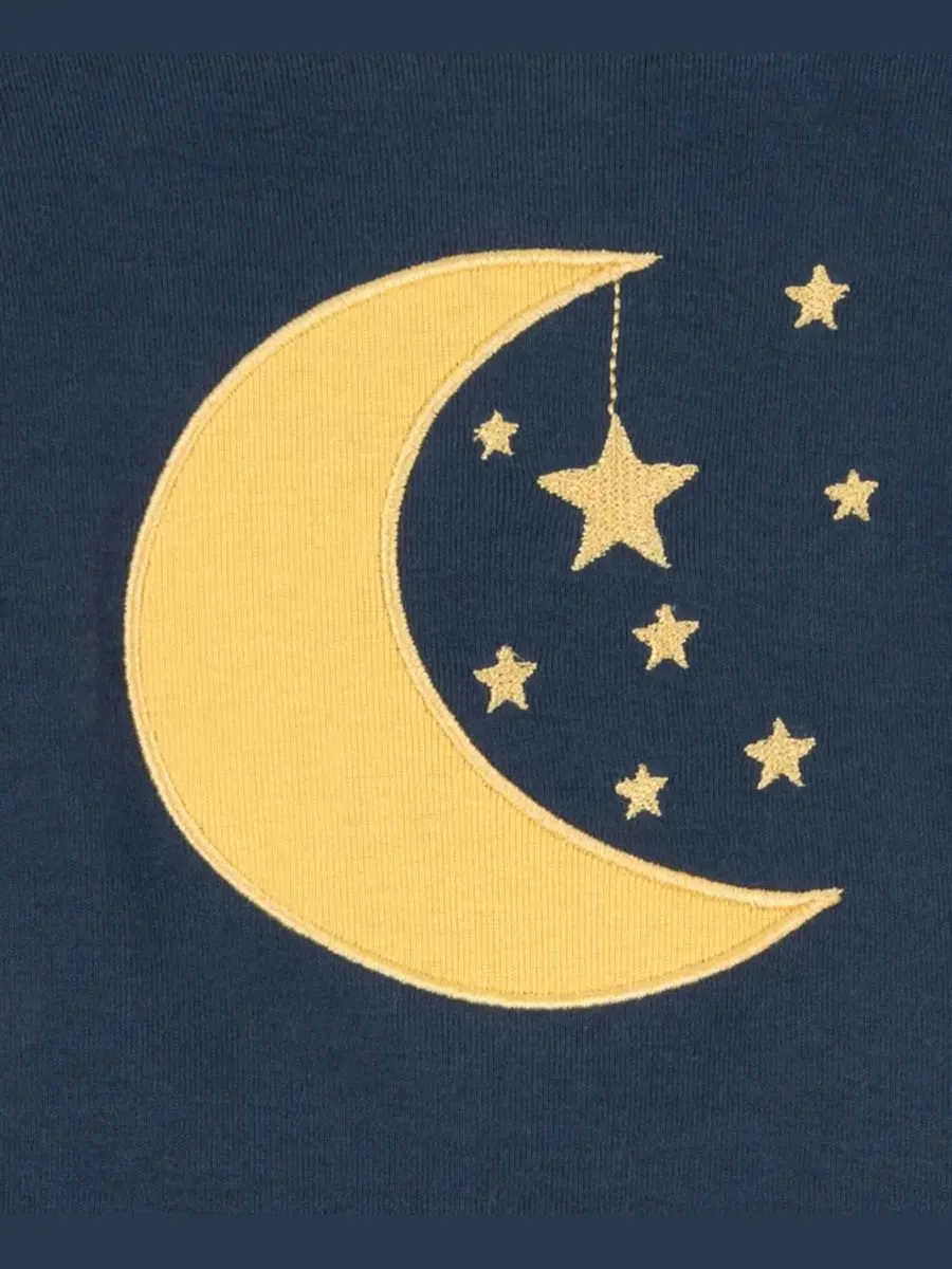 Комплект пижамы из хлопка с длинным рукавом Moon & stars navy Leveret — изображение 2 из 3, темно-синий