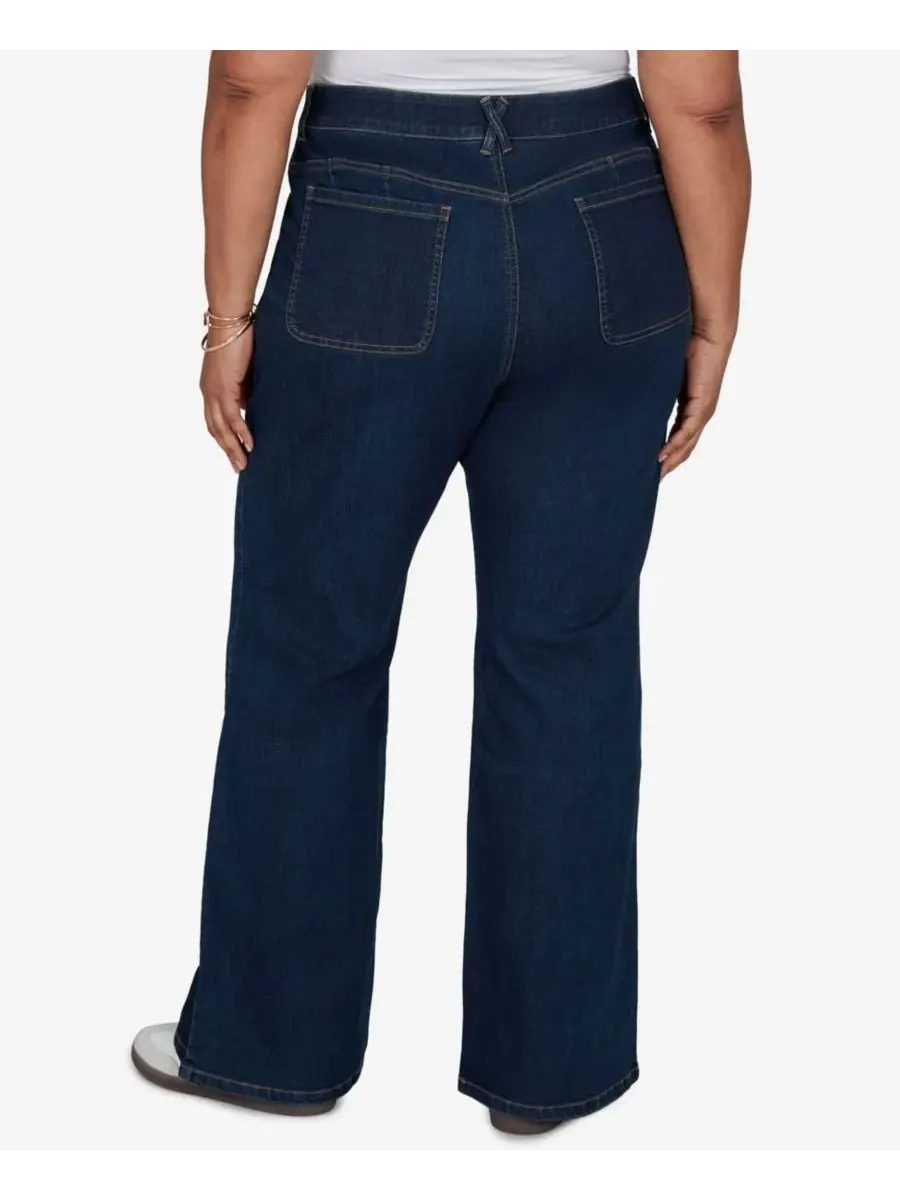 Джинсы клеш с завышенной талией, Plus Size Flare Mid-Rise Jeans Ruby Rd. — изображение 5 из 5, темный индиго