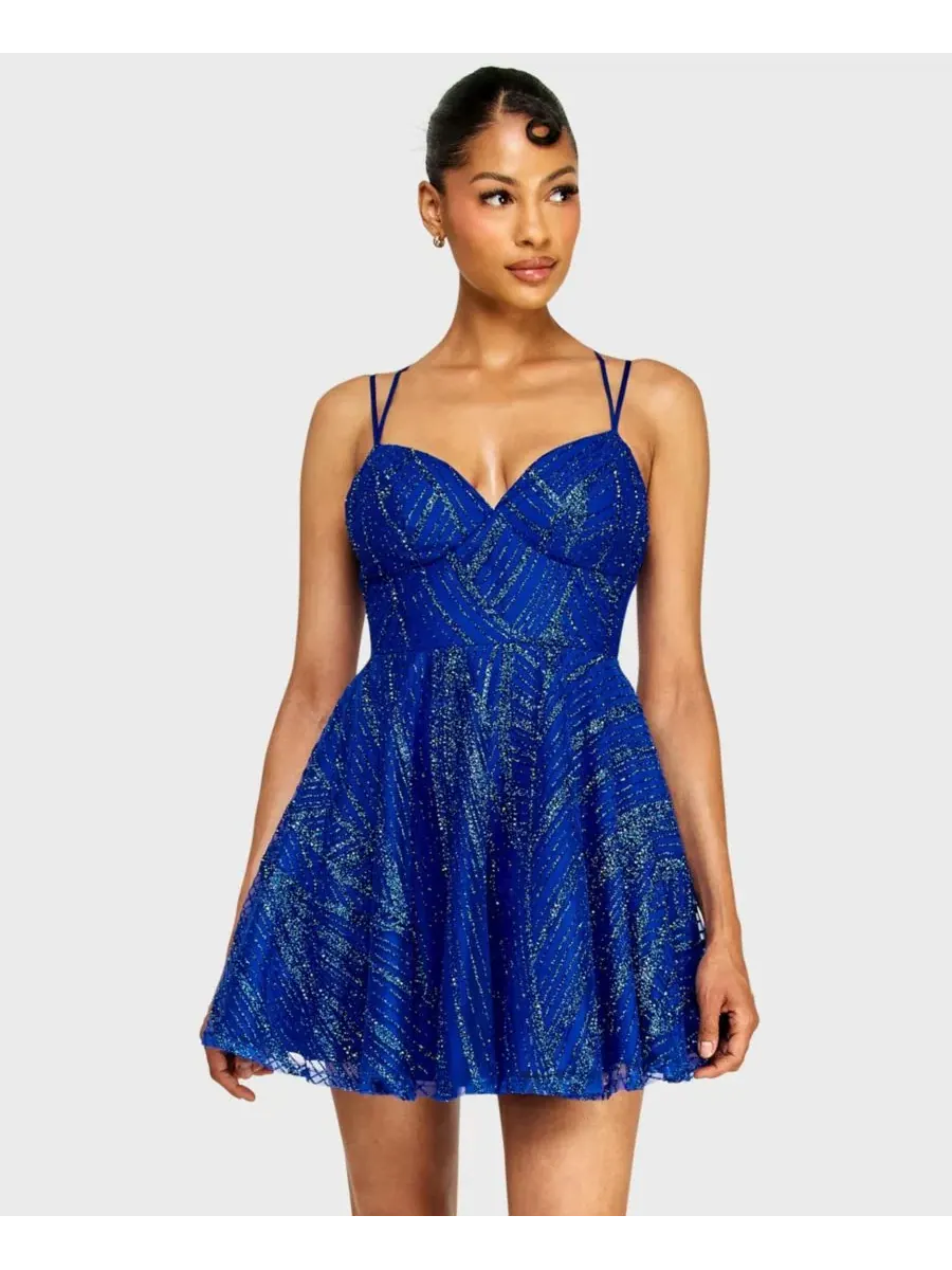 Платье-мини с блестками Sweetheart Neck Glitter Pattern Alex & Sophia