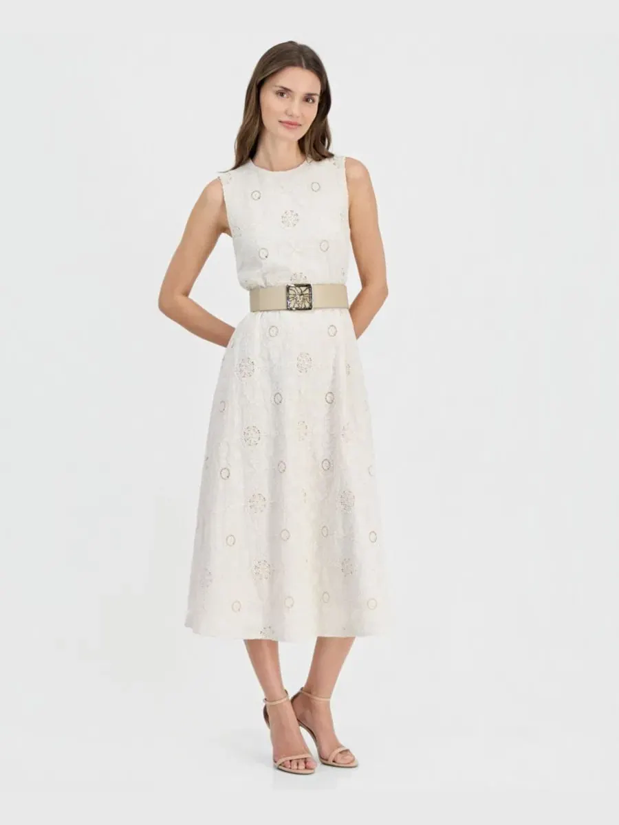 Платье миди с кружевом и вышивкой, без рукавов Anne Klein