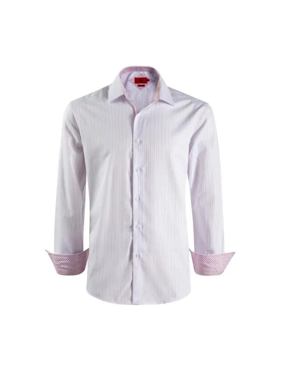 Мужская рубашка с длинным рукавом, slim fit, в полоску Elie Balleh — изображение 2 из 4, белый