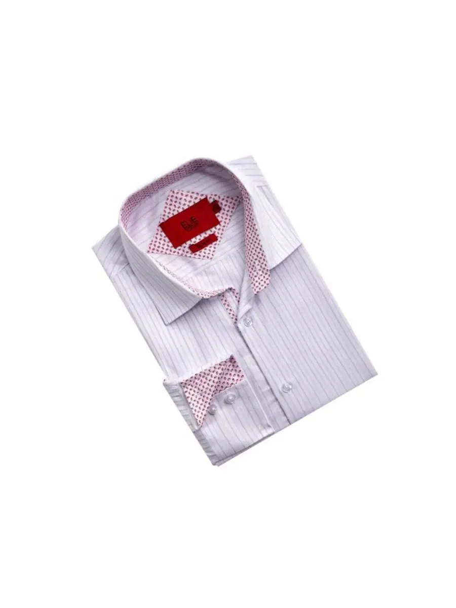 Мужская рубашка с длинным рукавом, slim fit, в полоску Elie Balleh — изображение 4 из 4, белый