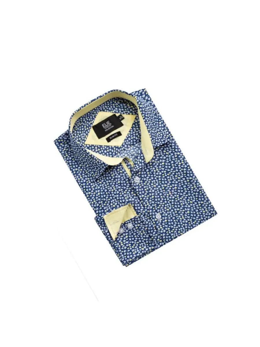 Мужская рубашка с принтом, Slim Fit Elie Balleh — изображение 4 из 4, темно-синий