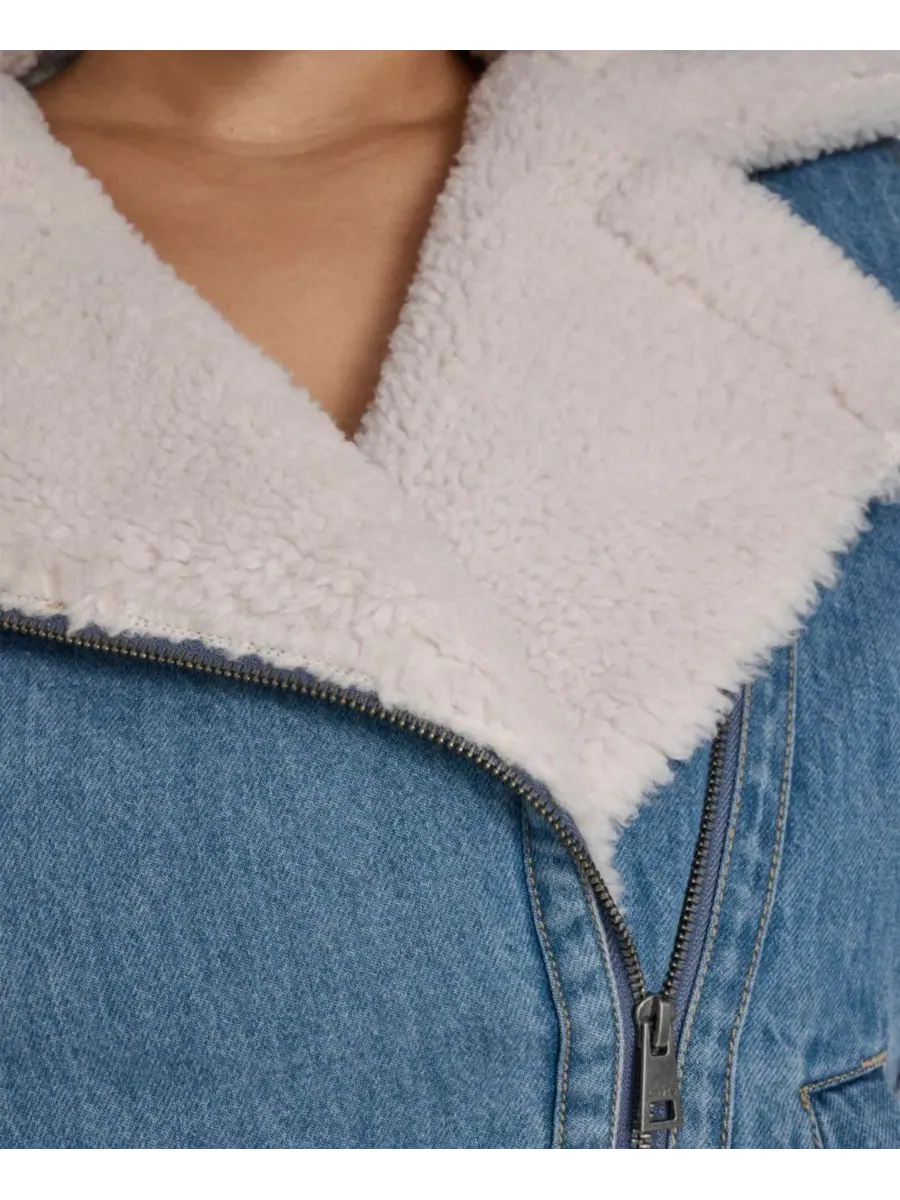 Джинсовая мотоциклетная куртка больших размеров с отложным воротником Levi'S, деним — изображение 6 из 7, джинсовый синий