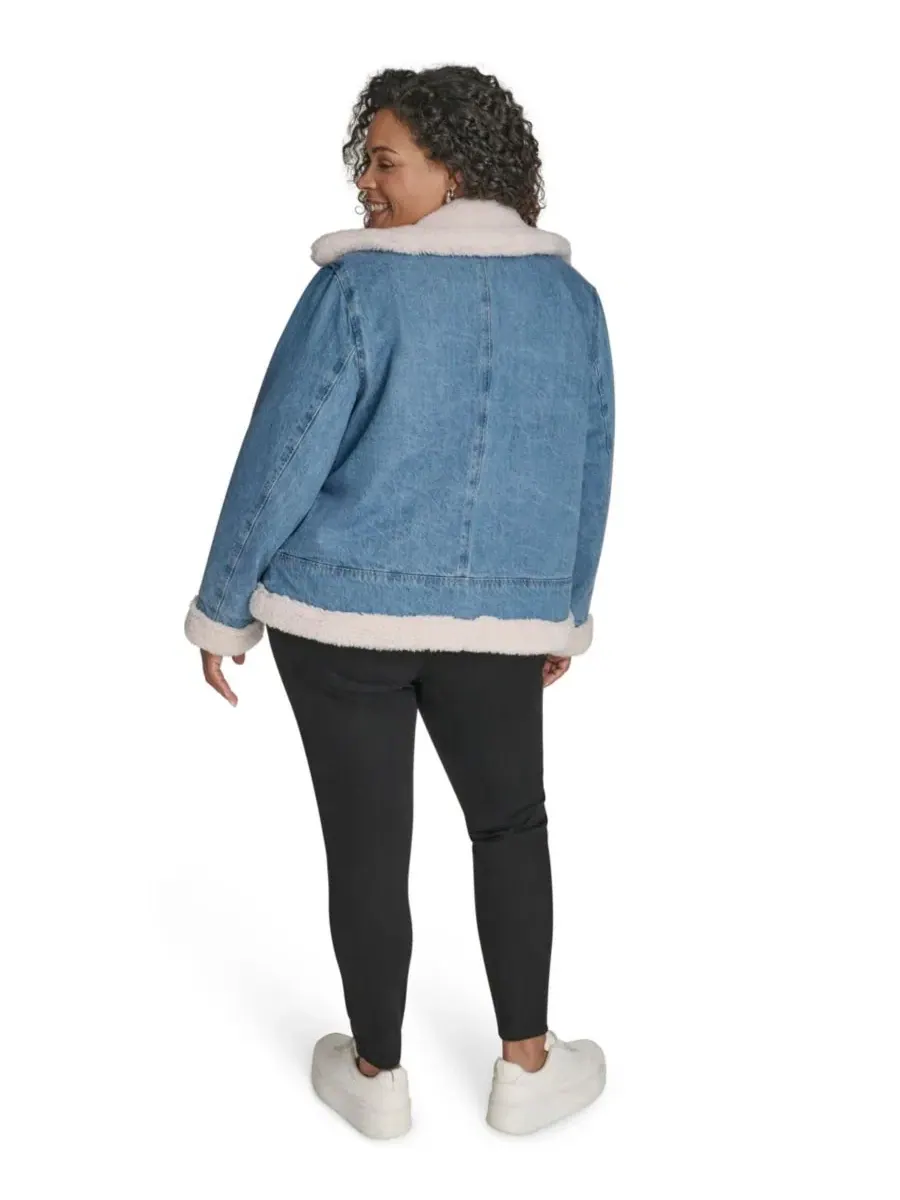 Джинсовая мотоциклетная куртка больших размеров с отложным воротником Levi'S, деним — изображение 7 из 7, джинсовый синий