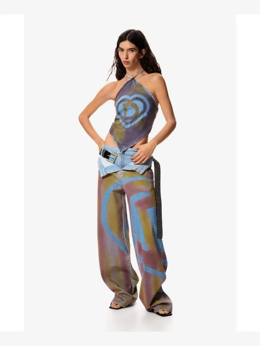 Блуза без рукавов с принтом Denim Masha Popova Desigual — изображение 3 из 6, бежевый