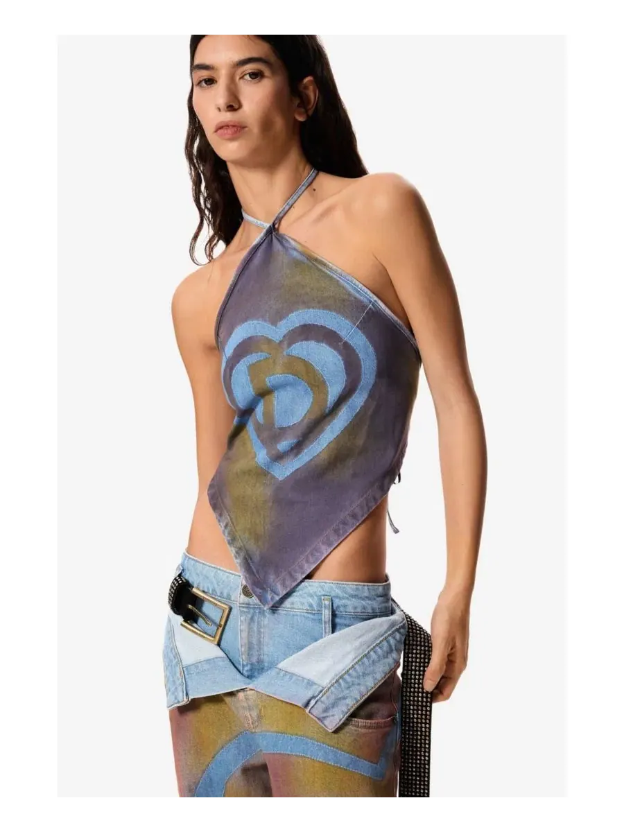 Блуза без рукавов с принтом Denim Masha Popova Desigual — изображение 5 из 6, бежевый
