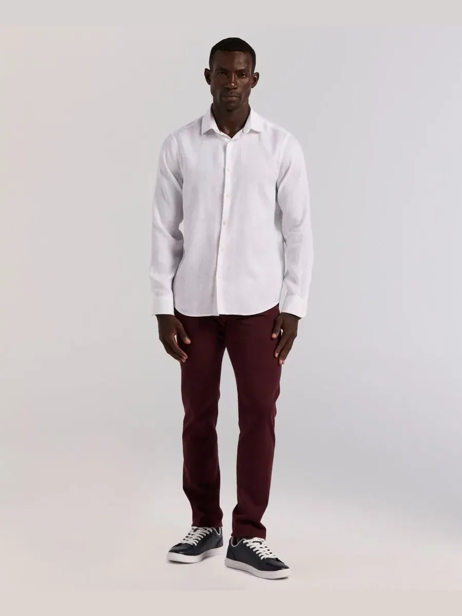 Мужская однотонная льняная рубашка Perry Ellis — изображение 2 из 5, яркий белый