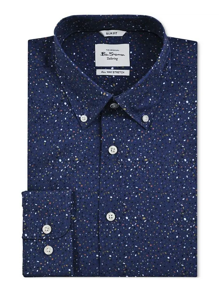 Мужская рубашка узкого кроя с фактурной текстурой Ben Sherman — синий