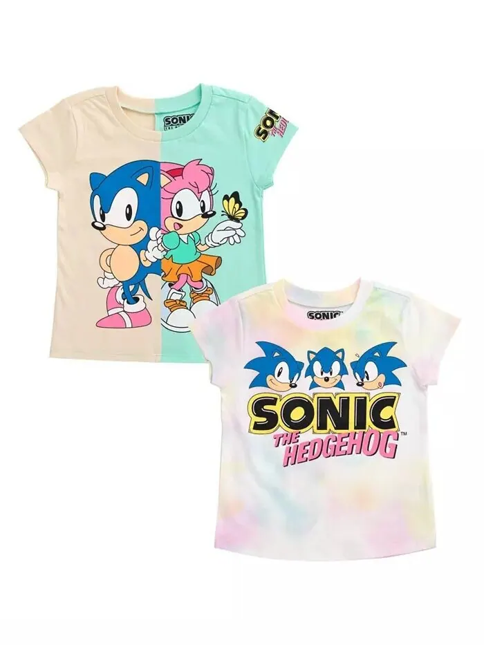 Набор из 2 футболок для девочек Sonic the Hedgehog Rosy The Rascal Sega — мульти