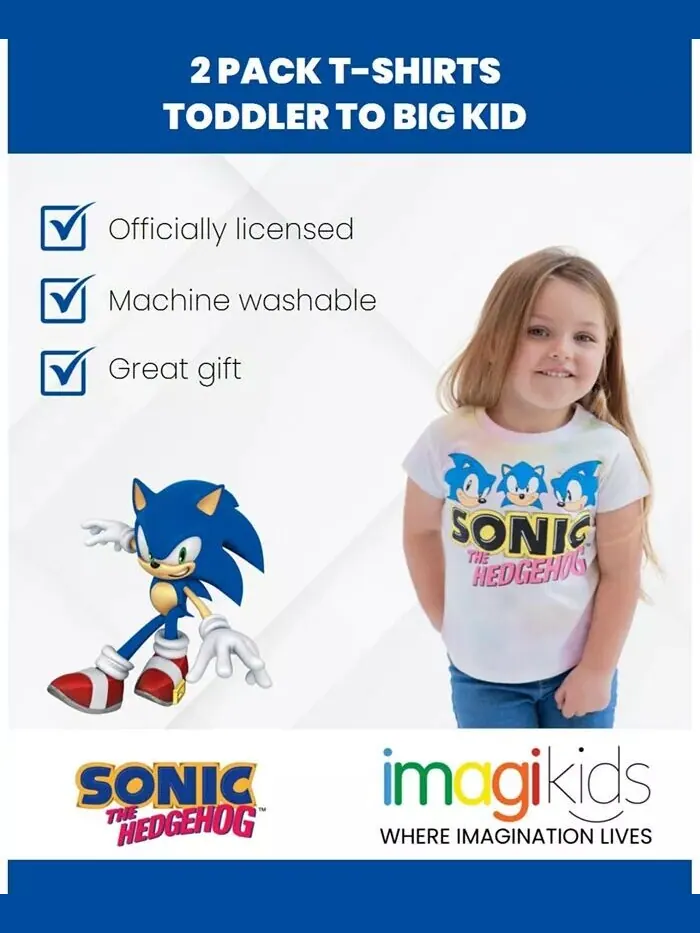 Набор из 2 футболок для девочек Sonic the Hedgehog Rosy The Rascal Sega — изображение 3 из 7, мульти
