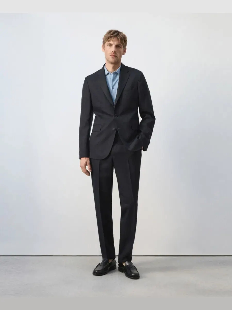 Пиджак костюмный Amalfi Slim Fit MANGO — изображение 7 из 7, темно-синий