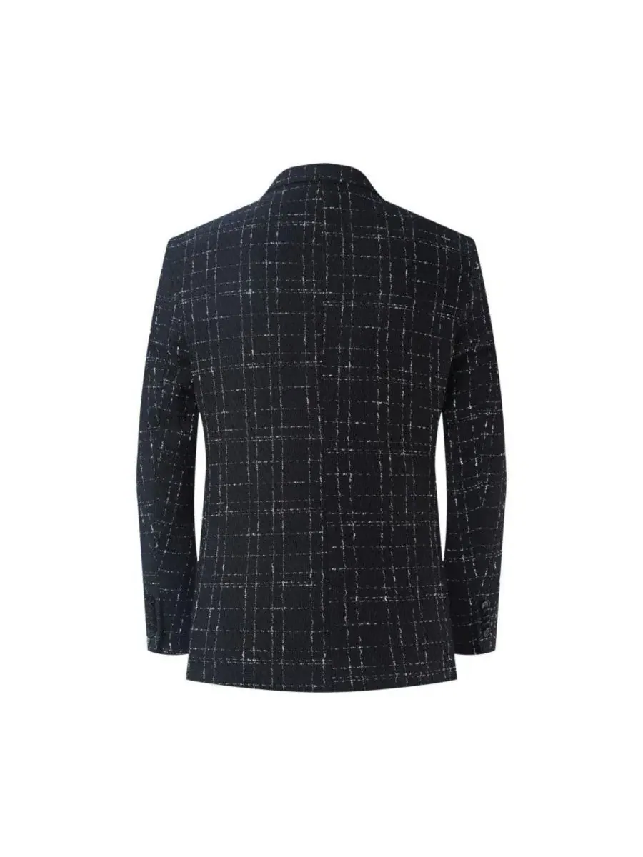 Мужской пиджак Slim Fit с узором плед Elie Balleh — изображение 3 из 5, черный