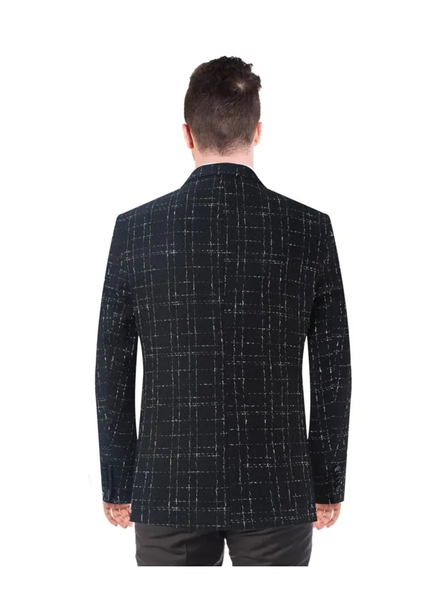 Мужской пиджак Slim Fit с узором плед Elie Balleh — изображение 5 из 5, черный