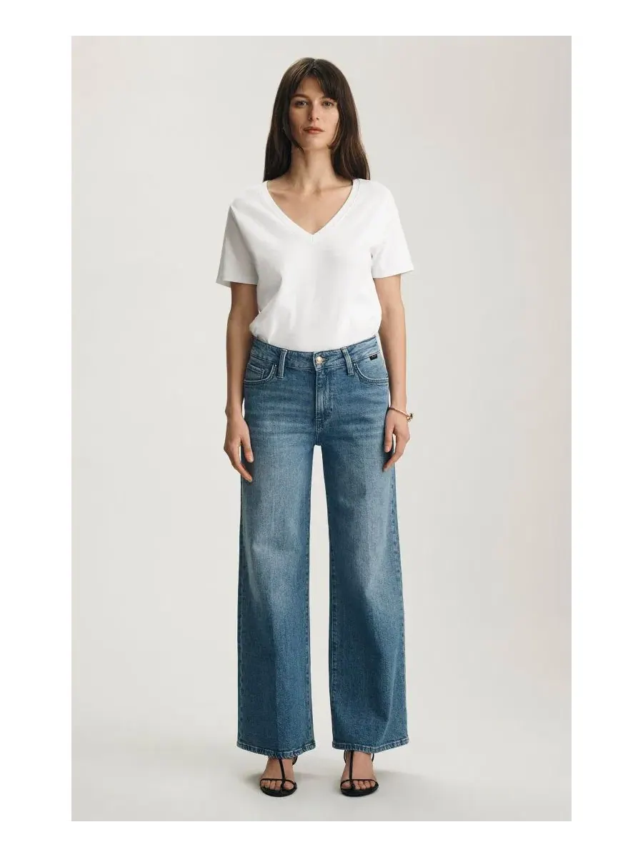 Женские джинсы Paloma Mid Rise Wide Leg Brushed Gold Premium Mavi Jeans — изображение 4 из 6, золотистый