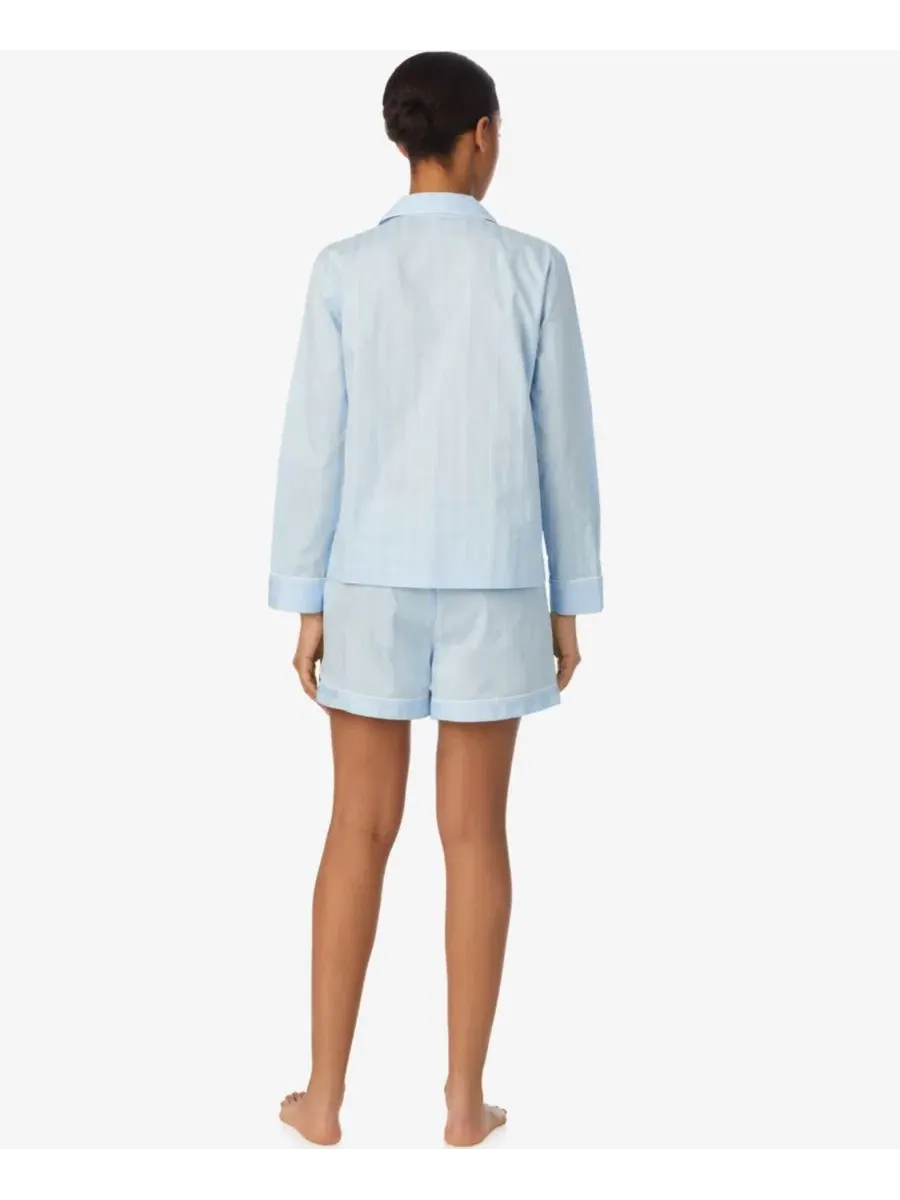 Комплект пижамы с топом и шортами, с вышивкой Lauren Ralph Lauren — изображение 3 из 3, светлый синий