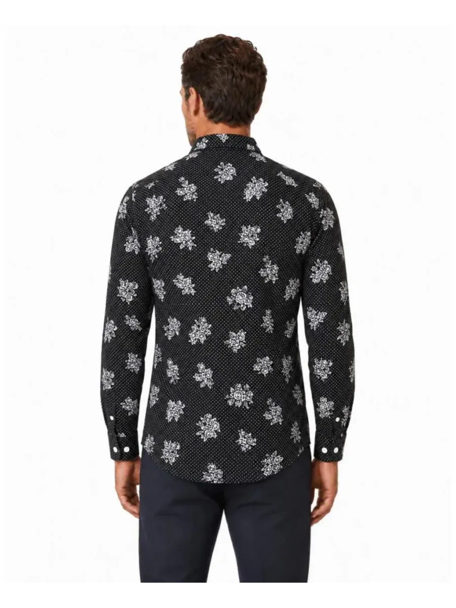 Мужская рубашка-поло с длинным рукавом, slim fit Elie Balleh — изображение 2 из 5, черный